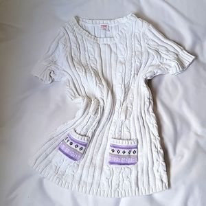 EUC GYMBOREE Cable Knit Cotton Sweater Dress Scoop Neck Fair Isle Pockets